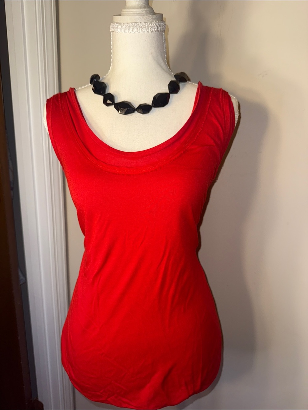 Tory Burch Red Sleeveless Scoop Neck Tank